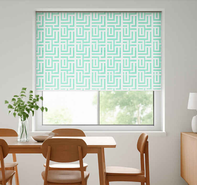 Blue geometric squares effect  dining room roller blind - TenStickers