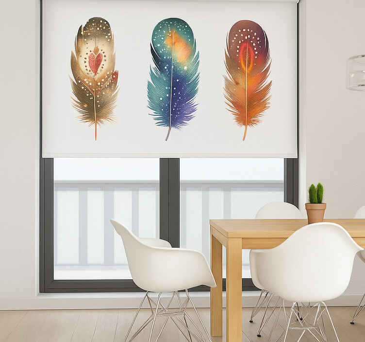Estore de rolo sala de jantar penas tribais coloridas - TenStickers