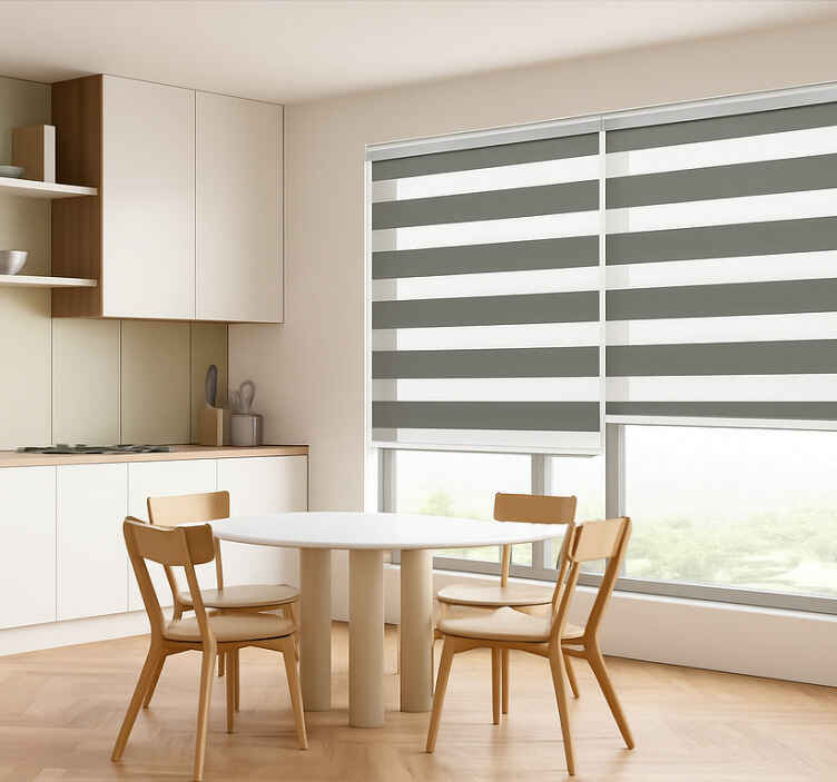 Persiana enrollable para comedor diseño rayas grises - TenVinilo