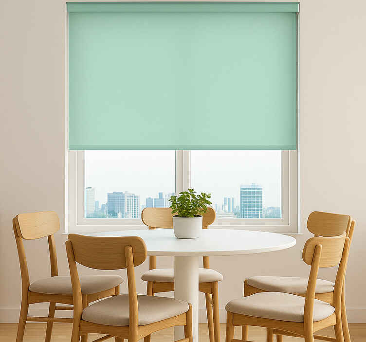 Persiana enrollable para comedor verde azulado monocolor - TenVinilo