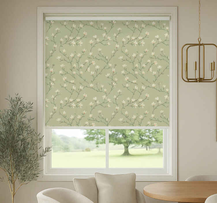 Dining room blind olive tone blooming branches - TenStickers