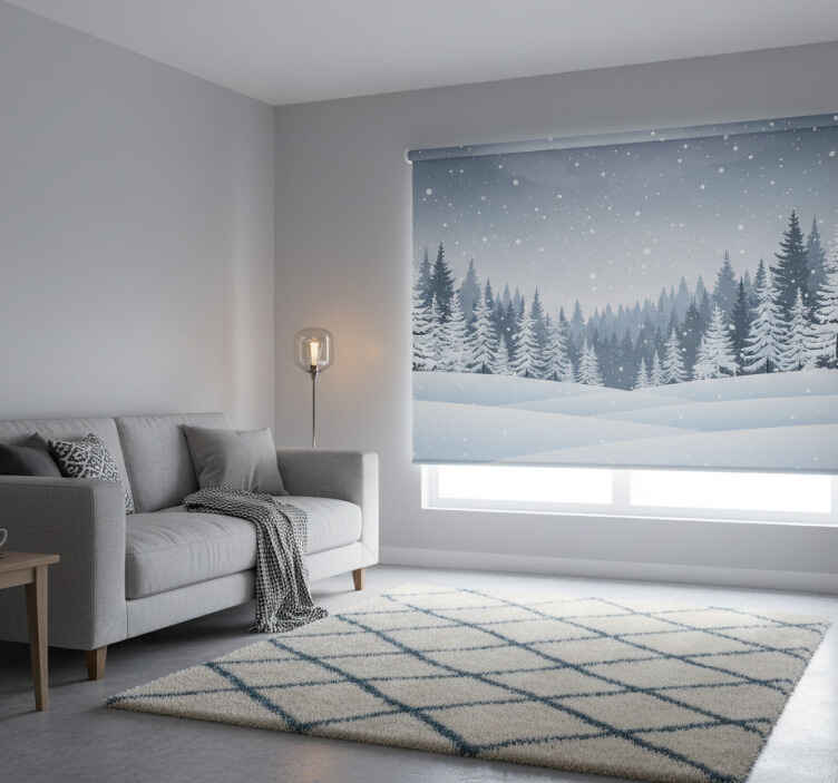 Rollo fenster skandinavisch winterwald szene - TenStickers