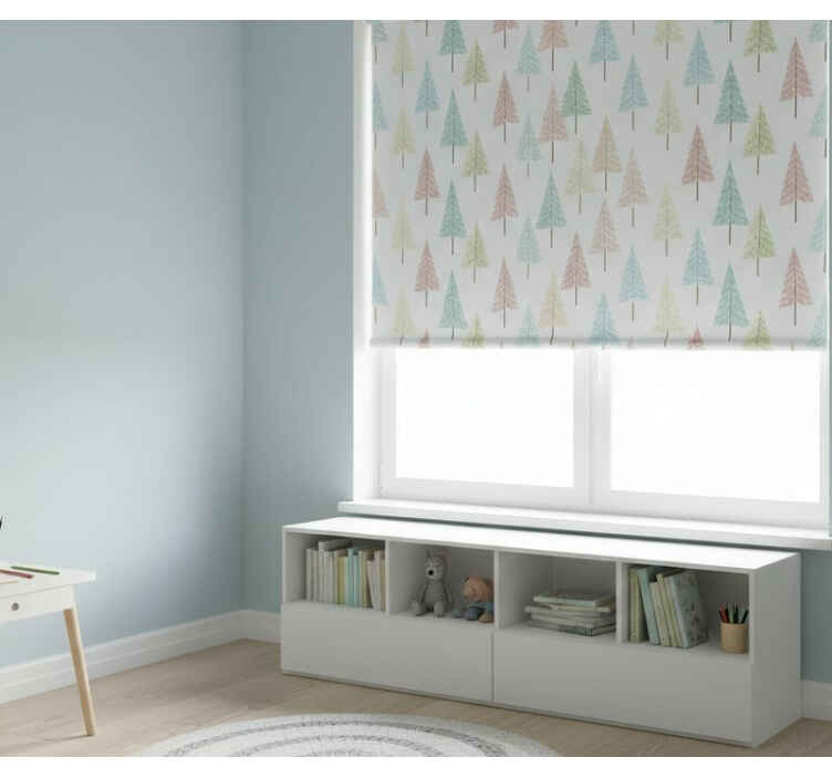 Skandinavian roller blind in pastel nordic trees - TenStickers
