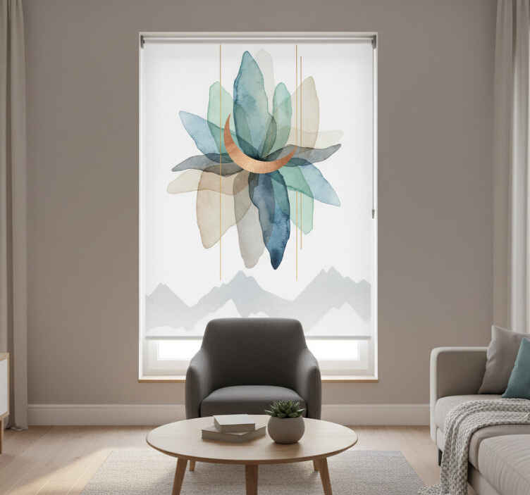 Skandinavian roller blind abstract colorful mountain scene - TenStickers