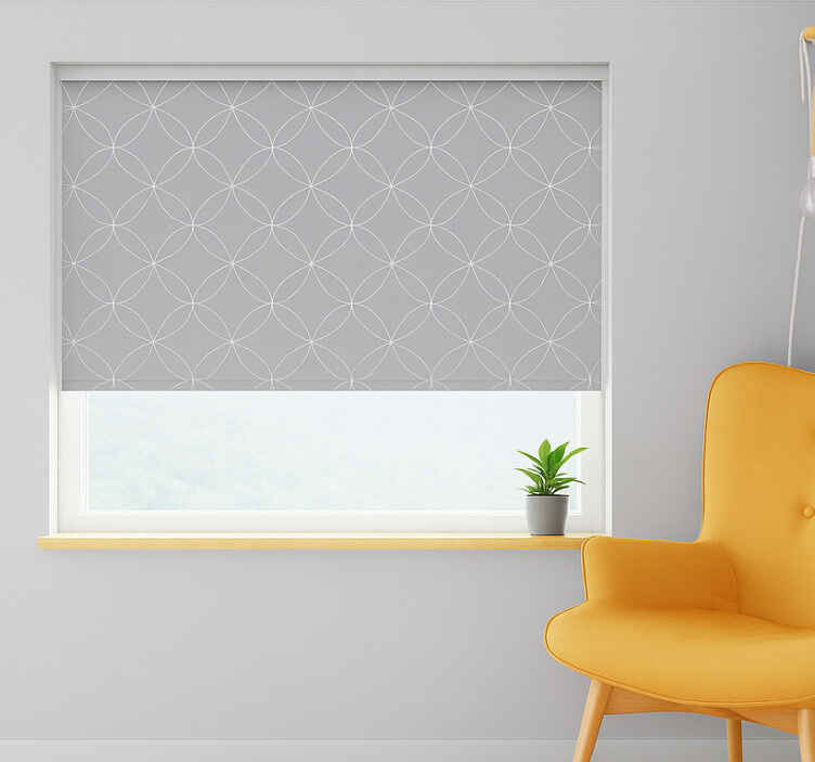 Rollo fenster skandinavisch graue geometrische blumen - TenStickers