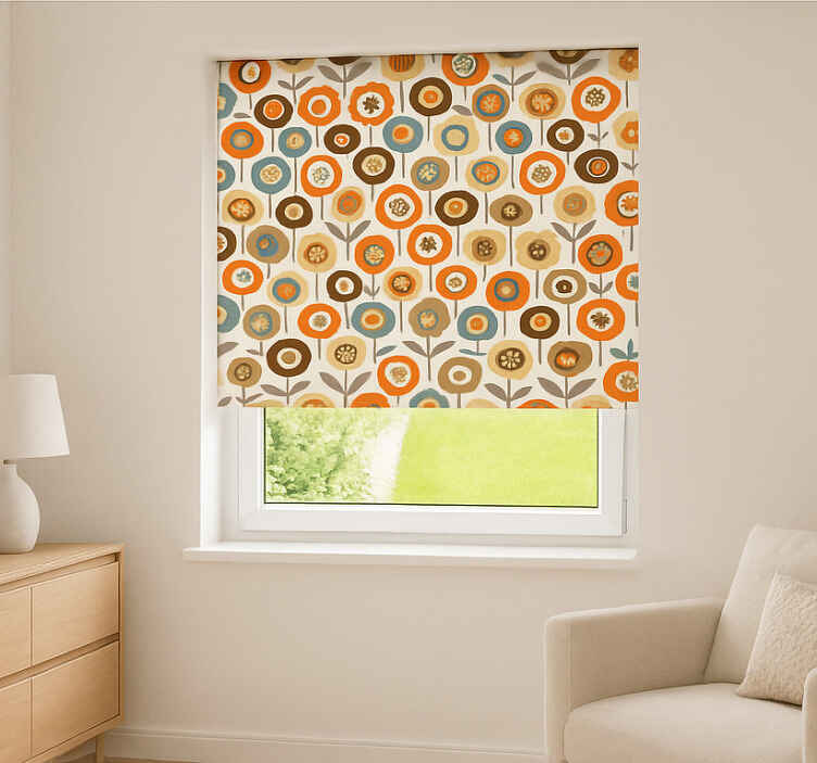 Skandinavian roller blind with vibrant vintage flowers - TenStickers