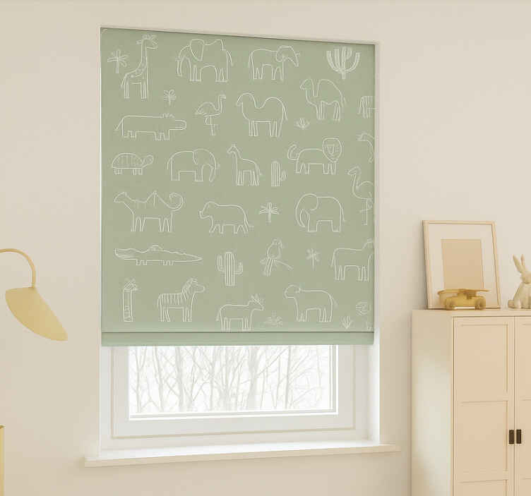 Rollo fenster skandinavisch dschungeltiere umriss - TenStickers