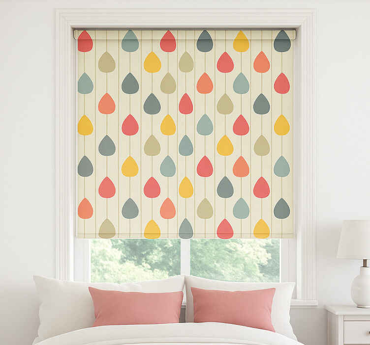 Colourful cascading raindrops scandinavian roller blind - TenStickers