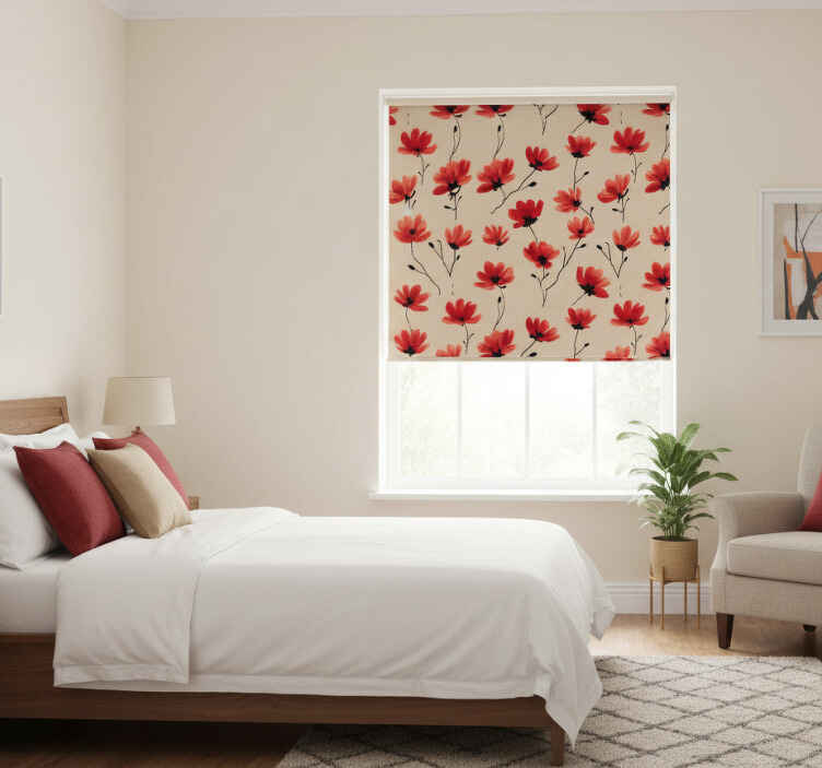 Store enrouleur fleur coquelicots aquarelle - TenStickers