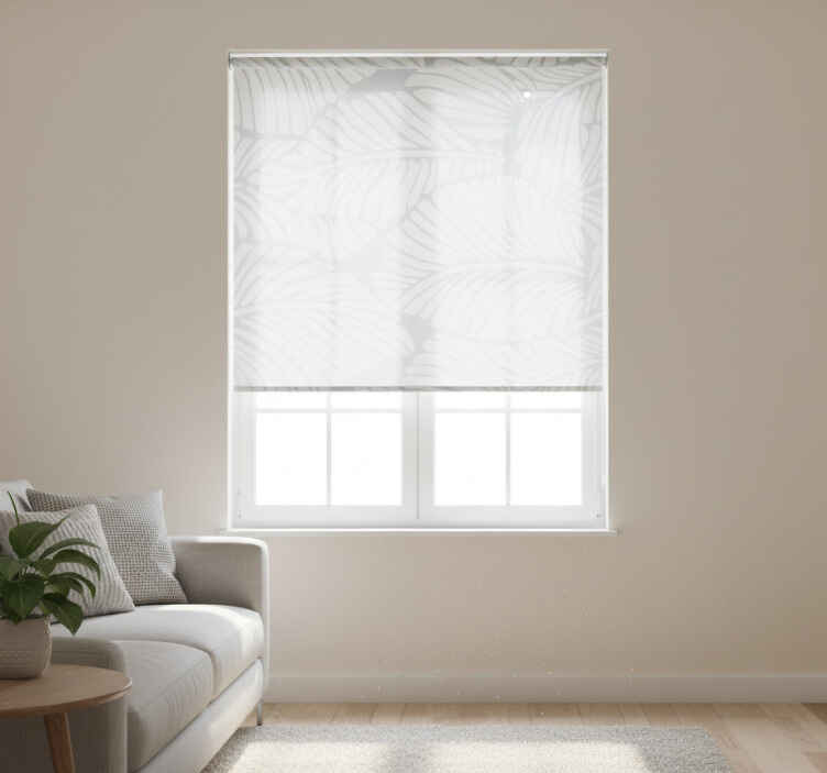 Store enrouleur fleurs et de plantes feuilles blanches - TenStickers