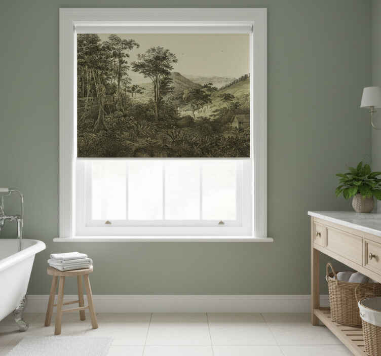 Rollo fenster baum hügelwald motiv - TenStickers