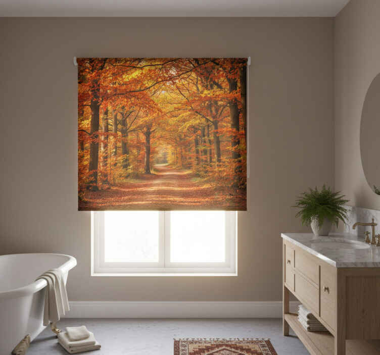 Store enrouleur arbre chemin d'arbres d'automne - TenStickers