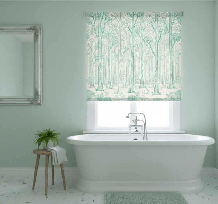 Tree roller blind mint woodland design - TenStickers