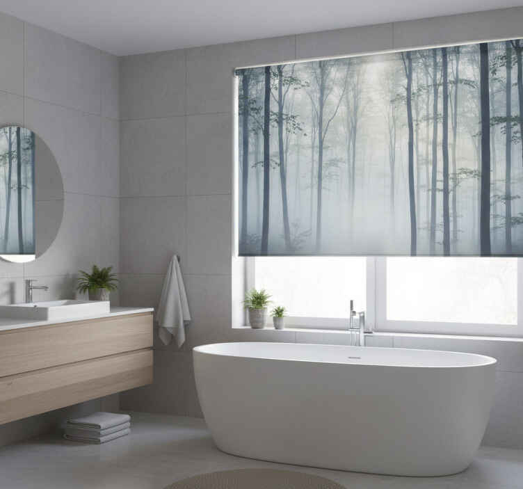 Rollo fenster baum nebel atmosphäre wandbild - TenStickers