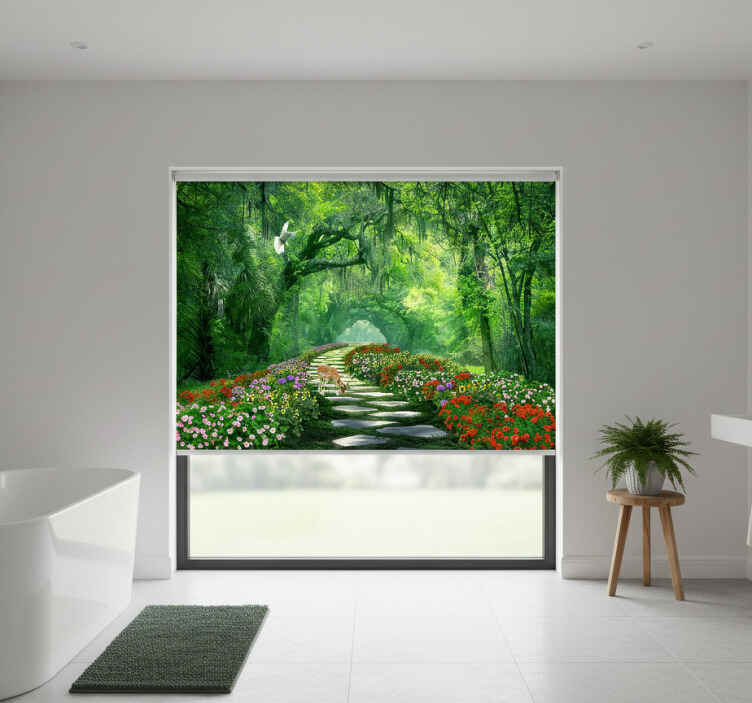 Rollo fenster baum surrealer waldweg - TenStickers