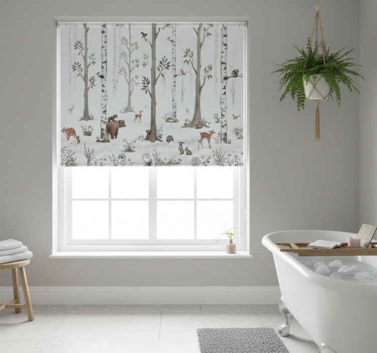 Rollo fenster baum verspielt im wald skizze - TenStickers