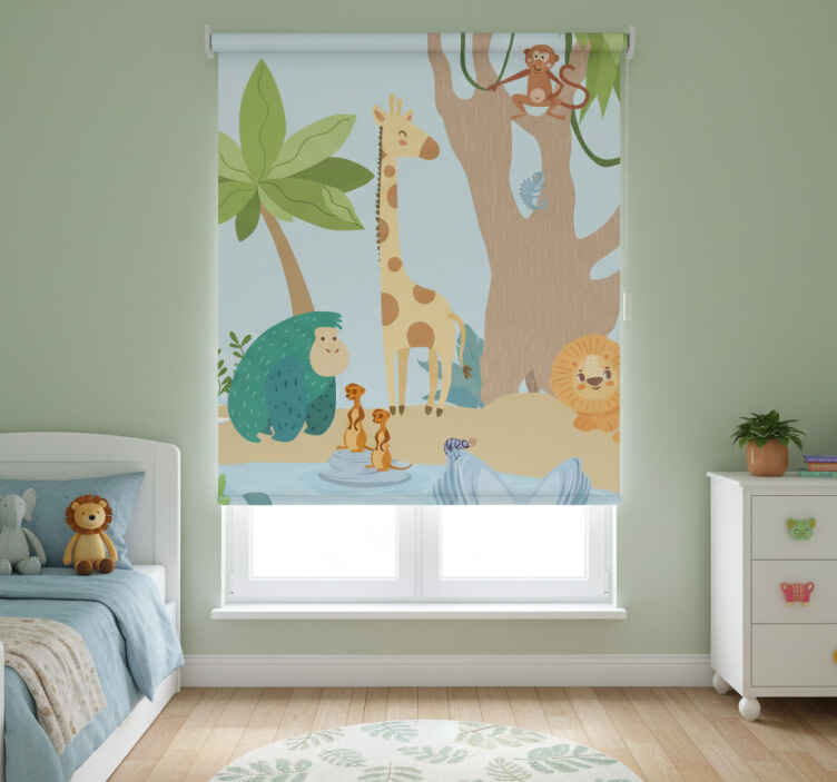 Kinderkamer rolgordijn jungle dieren - TenStickers