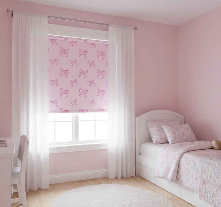 Rollo fenster romantisch mit pinkem schleifenmuster - TenStickers