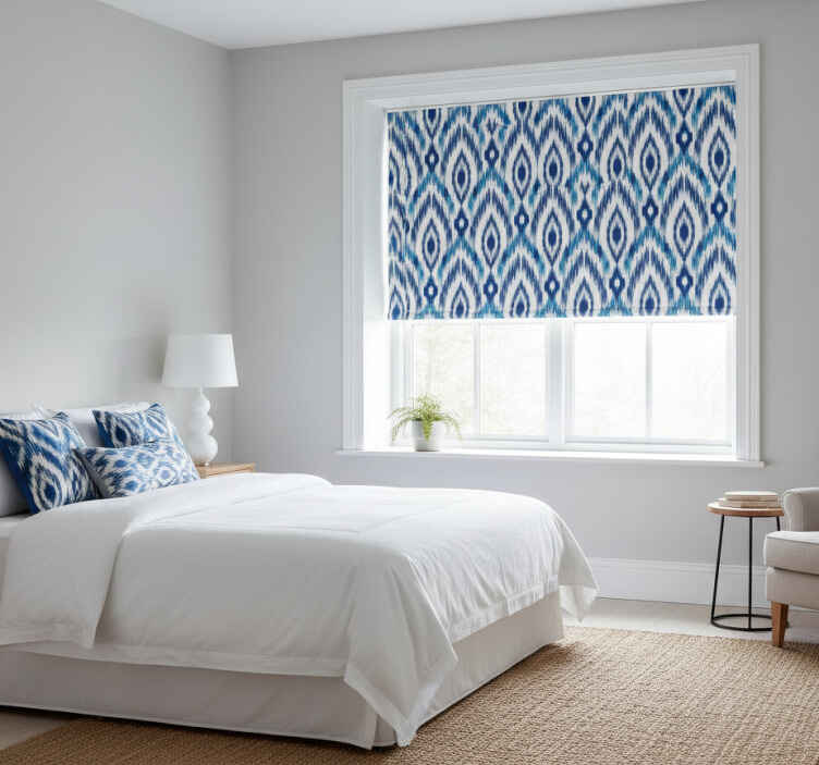 Rollo fenster muster blaues ikat muster - TenStickers