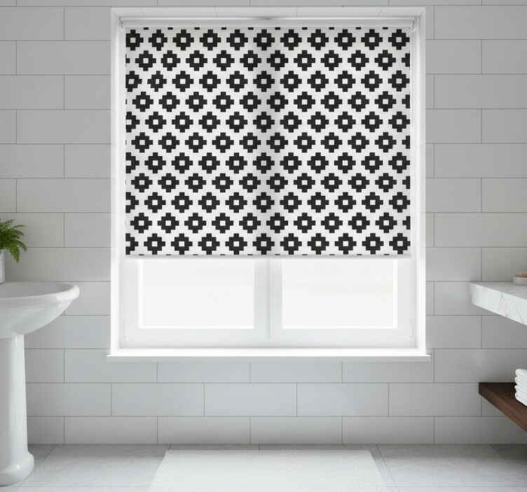Geometriset laatta-inspiraatiot kylpyhuoneen rullaverho - Tenstickers