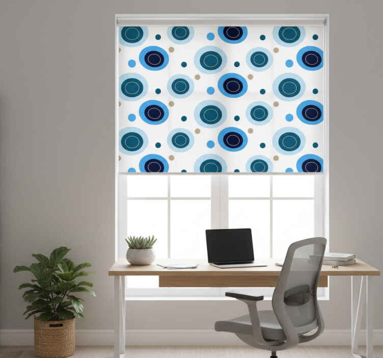 Rolgordijn thuis kantoor blauwe stippen bloemenpatroon - TenStickers