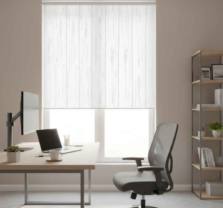 Rolgordijn thuis kantoor witte houten textuur modern rustiek - TenStickers