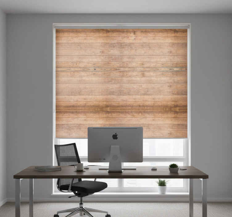 Home office roller blind with horizontal rustic wood - TenStickers