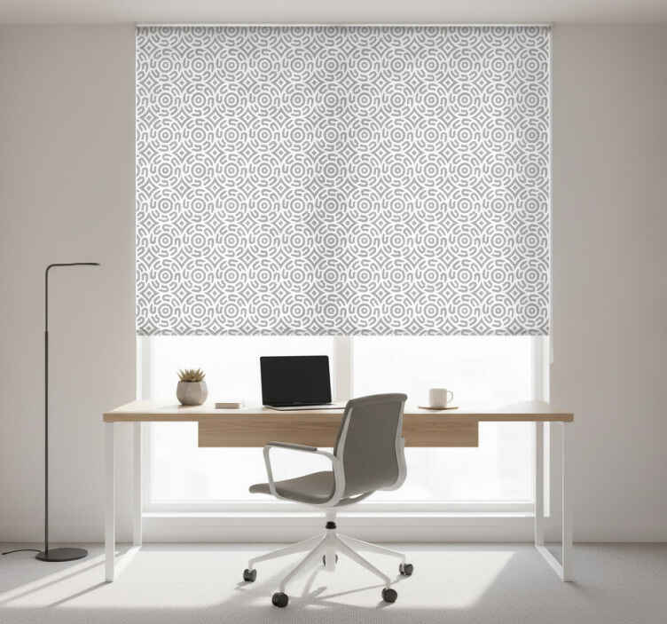 Rolgordijn thuis kantoor wit geometrisch patroon met cirkels - TenStickers