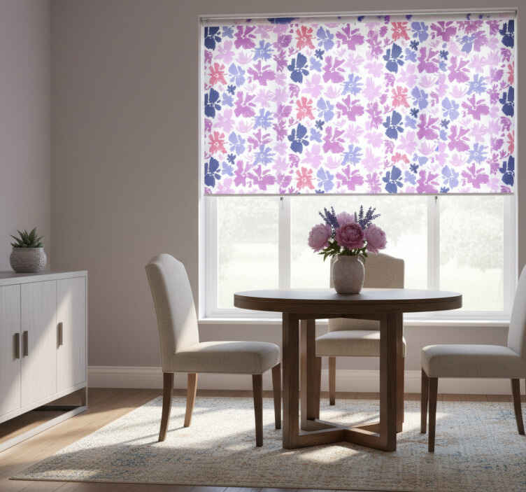 Persiana enrollable para comedor diseño floral púrpura - TenVinilo