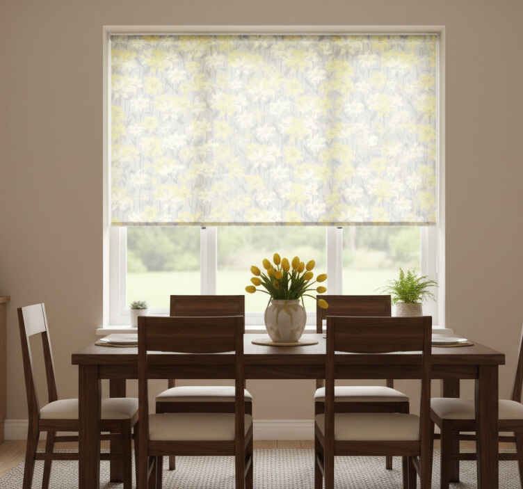 Floral yellow blooms dining room blind - TenStickers