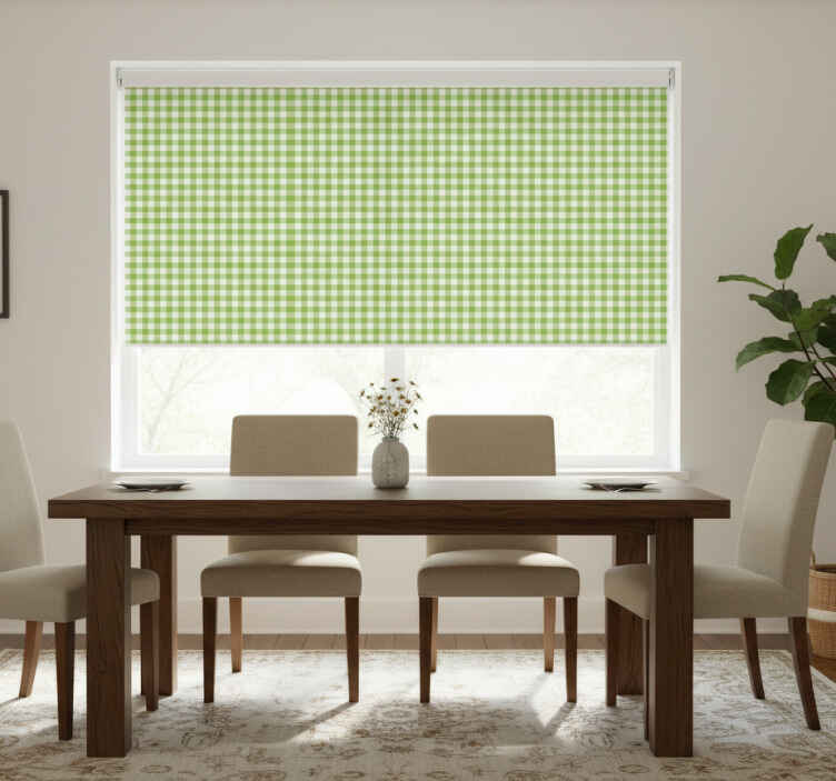 Persiana enrollable para comedor en cuadro vichy - TenVinilo