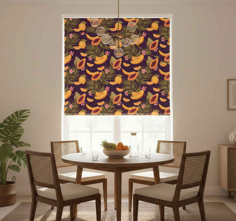 Persiana enrollable para comedor motivo de frutas tropicales - TenVinilo