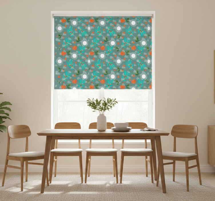 Persiana enrollable para comedor geométrico floral - TenVinilo