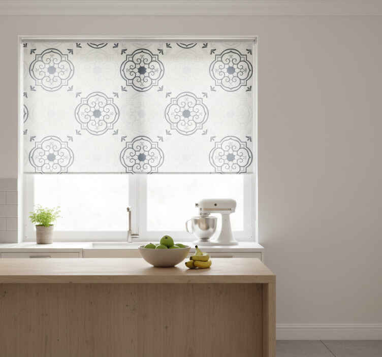 Persiana enrollable para cocina azulejos grises elegantes - TenVinilo
