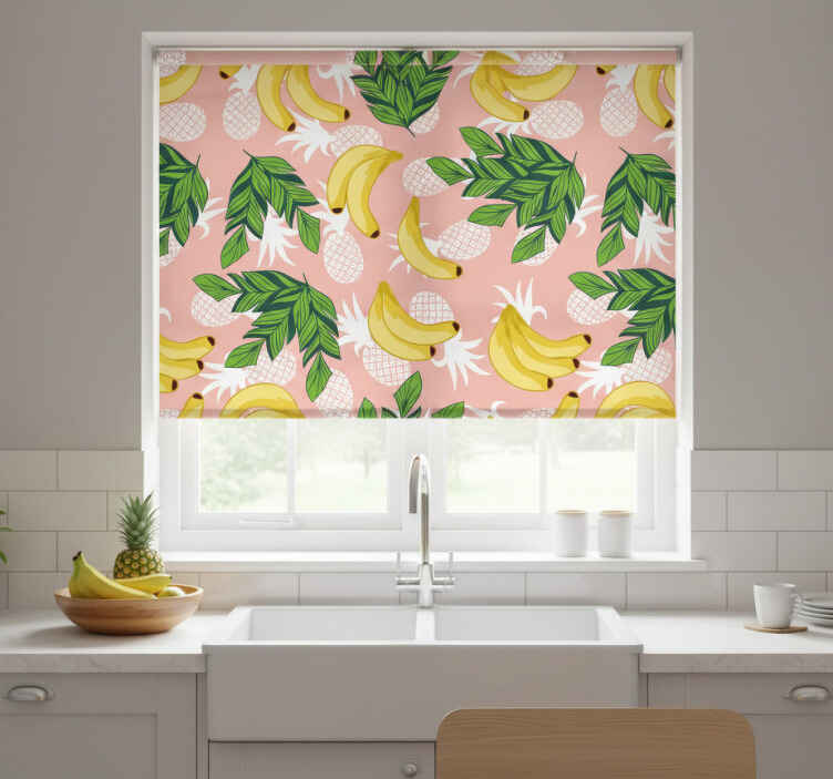 Persiana enrollable para cocina follaje de frutas tropicales - TenVinilo