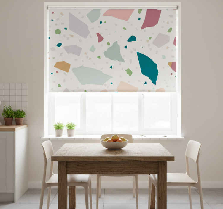 Persiana enrollable para cocina terrazzo geométrico colorido - TenVinilo