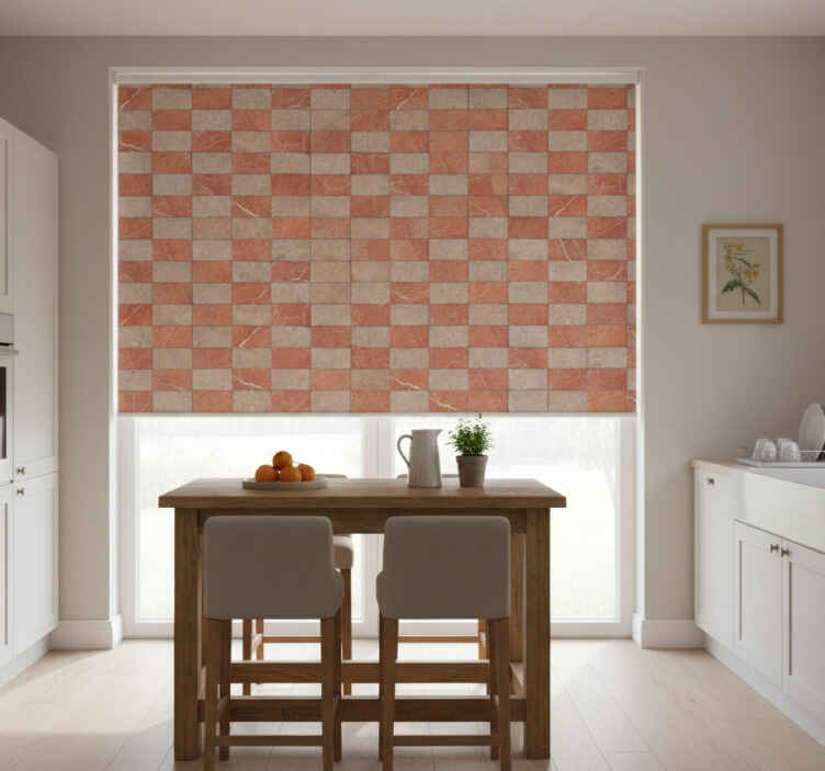 Store enrouleur cuisine carreaux beiges géométriques - TenStickers