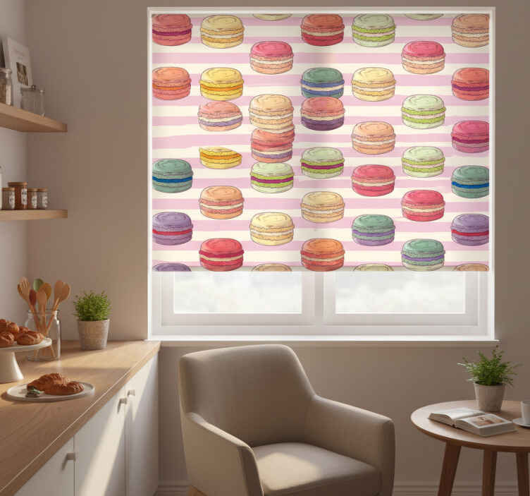 Store enrouleur cuisine motif macarons colorés - TenStickers