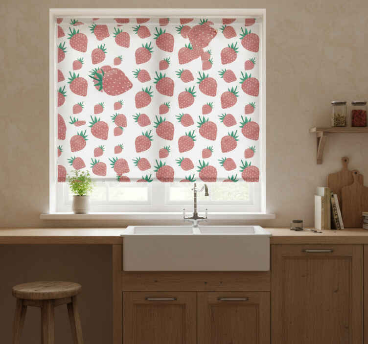 Store enrouleur cuisine motif fraises - TenStickers