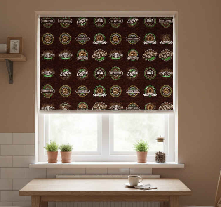 Kitchen roller blind coffee emblem design - TenStickers