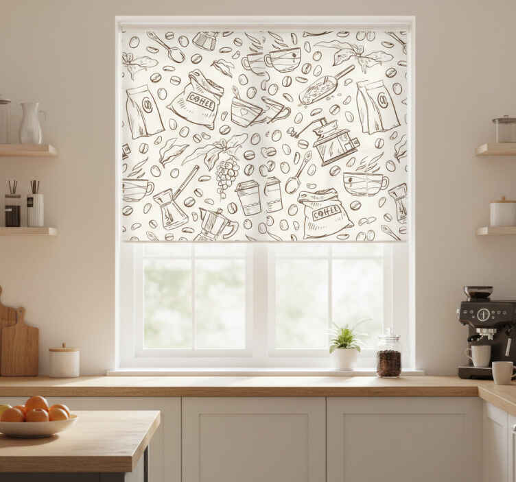 Kitchen roller blind coffee pattern set - TenStickers