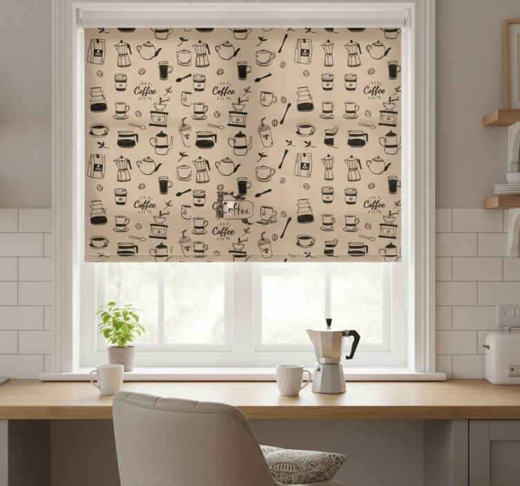 Kitchen roller blind coffee design - TenStickers