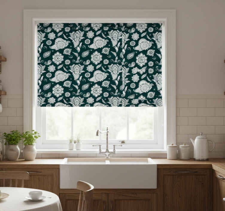 Store enrouleur cuisine motif carreaux floraux - TenStickers