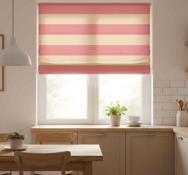 Persiana enrollable para cocina rayas horizontales rosas - TenVinilo