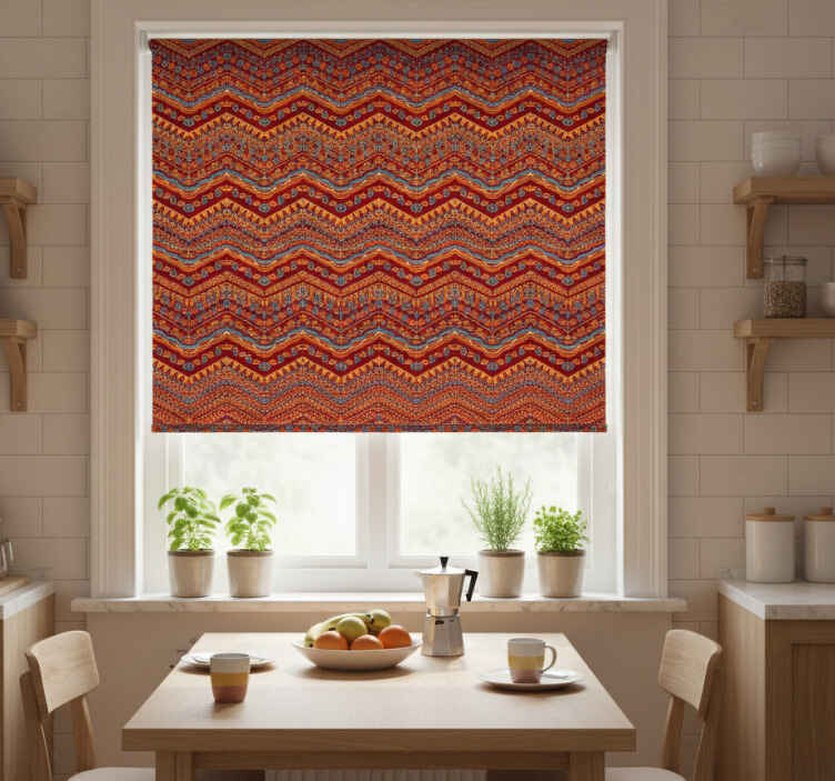 Küchenfenster rollo mit roten tribal-mustern - TenStickers