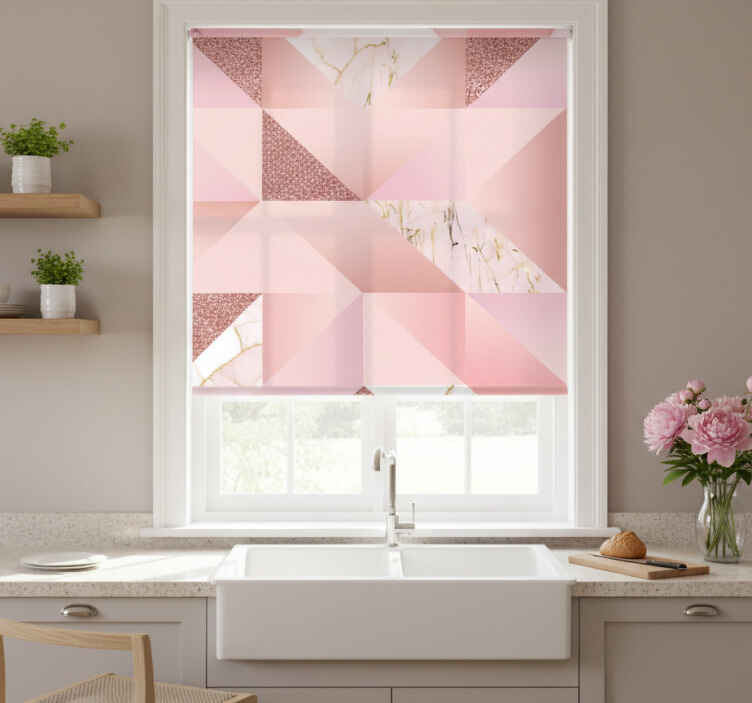 Persiana enrollable para cocina mármol dorado rosa - TenVinilo