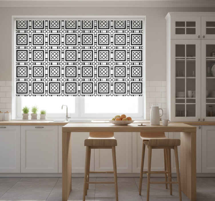 Küchenfenster rollo im schwarzen hydraulischen fliesenstil - TenStickers