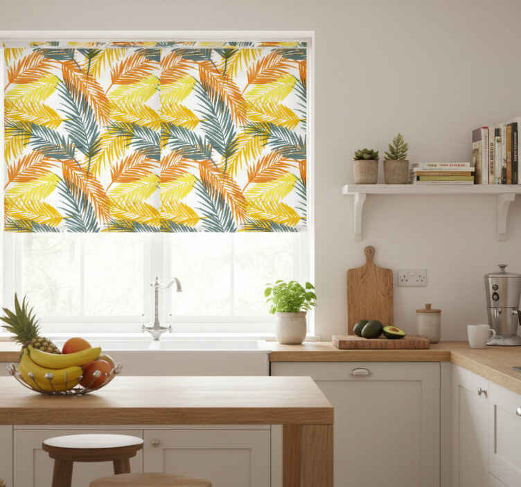 Küchenfenster rollo mit tropischem palmblättermuster - TenStickers