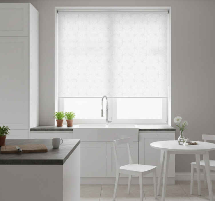 Küchenfenster rollo mit minimalistischen fliesenblumen - TenStickers