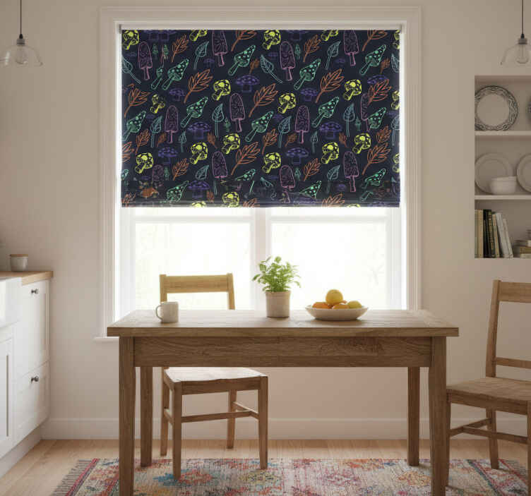 Store enrouleur cuisine motif champignons colorés - TenStickers